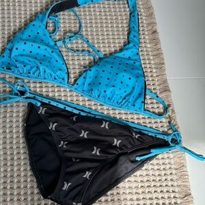 Hurley Blue and Black Women's Bikini Set